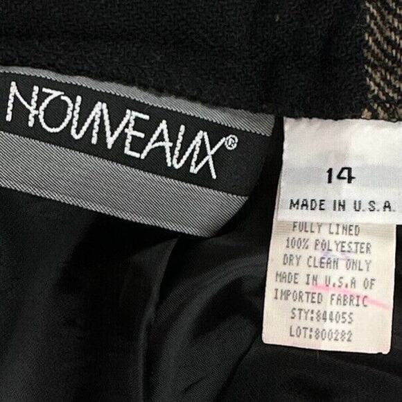 Nouveaux Plaid Maxi Skirt Womens Sz 14 Black Red Fringed Hem Fall Grunge Preppy - Picture 7 of 12